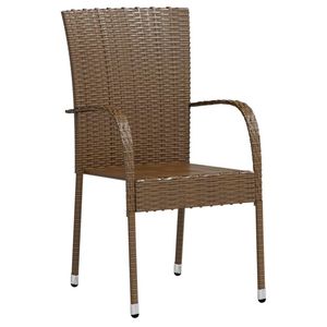 Ensemble de salle à manger d'extérieur moyen en rotin PE marron avec structure en acier thermolaqué pour jardin - Product Image 3