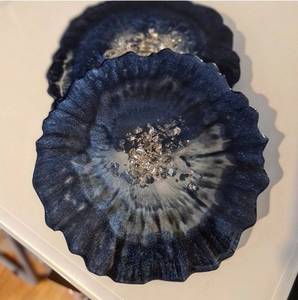 Belladec Handmade Lightweight <b>Blue</b> Crushed Glass Agate Geode Resin <b>Coaster</b> <b>Blue</b> Galaxy Bespoke Wine Drinks Home Decor - Product Image 1