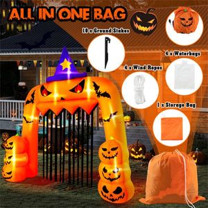 Arco Gonfiabile Gigante a Forma di Zucca per Halloween 3,15x3,55m in PVC con 7 Luci LED, Picchetti Antivento e Soffiatore per Facile Gonfiaggio - Product Image 6