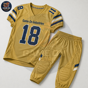 Wholesale Custom American Football Jersey Pants Set Gold Navy Team Uniform Sportswear Athletic Competition Training Apparel Gear - Product Image 3