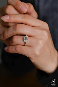 Rose Gold Plated Silver Brilliant Cut Pear Accent Wedding Band Prong Setting Women IGI AARVA JEWELS AJ_E.RING-151 - Product Image 6