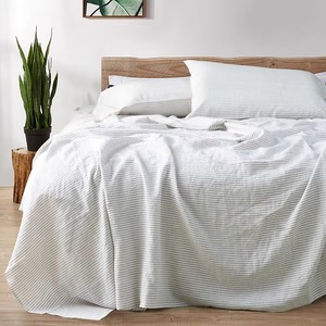 Parure de draps 100% lin, style rayé, tissu mélangé, nouveau design, lin et coton, ensemble complet - Product Image 1