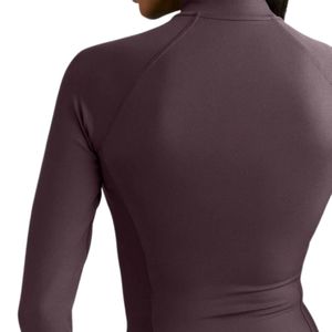 <b>Women's</b> <b>Burgundy</b> Long Sleeve <b>Jacket</b> High Neck Fitted Activewear Gym Workout Sports Top Slim Fit Athletic <b>Jacket</b> Custom OEM - Product Image 4
