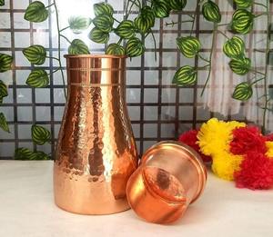 Juego de Botella y Tetera de Cobre Martillado de Diseño Clásico, Sin Asa, Sin Tapa, para Almacenamiento de Productos Ayurvédicos - Product Image 2