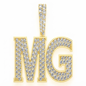 Trendy 925 <b>Silver</b> Gold-Plated Lab Grown Diamond iced <b>Initial</b> Block Letter Name Hip-hop Style Custom Fine Pendant <b>Necklace</b> Charms - Product Image 1