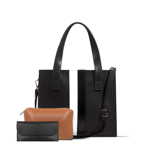 Sac à main pour femme en cuir véritable noir de qualité supérieure, durable, spacieux, avec une pochette pratique et un portefeuille élégant - Product Image 3