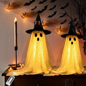 2 Confezioni di Decorazioni di Halloween, Luci a Stringa con Telecomando a Forma di Fantasma Spaventoso per Feste Interne ed Esterne, Decorazioni per Feste di Halloween - Product Image 1