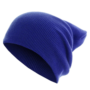 Solid Blue Knitted Beanie Hat Casual <b>Winter</b> <b>Cap</b> 100% Acrylic Computer Knitted 56-58CM Adult Size - Product Image 1