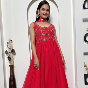 Robe Anarkali en Georgette à Paillettes Attrayante avec Dupatta, Tenue de Soirée, Prix de Gros, Vêtement Ethnique - Product Image 1