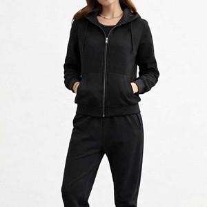 Sudadera con capucha de diseño nuevo, sólida, con bolsillo canguro, cierre de cremallera, personalizada, con cremallera completa, corta, para mujer. - Product Image 1