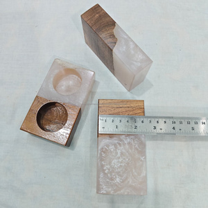 Porte-bougie rectangulaire en bois et résine d'acacia de qualité supérieure, décoration intérieure et extérieure pour bougies chauffe-plat - Product Image 3