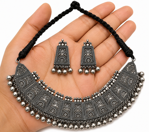 ARTS JEWELS Gold Plated Bezel Setting Trendy Lovers <b>Choker</b> Necklace Earring Set Boho Indian Women's Jewelry Gift for Anniversary - Product Image 4