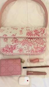 Sac à bandoulière en toile avec perles de verre, esthétique rose, pour essentiels quotidiens, pochette de maquillage pour femme, sac à rabat, sacoche bandoulière - Product Image 1