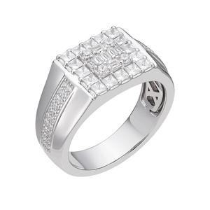 Premium 925 Sterling <b>Silver</b> Moissanite Diamond Square Statement <b>Ring</b> for <b>Men</b> Luxury Fashion Jewelry Wholesale Supplier Retailer - Product Image 1