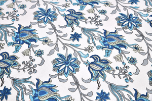 Sábana Plana de Algodón Estampada a Mano, 200 Hilos, Transpirable, Apta para Todas las Estaciones, Delicada con la Piel, Duradera, con Diseño Floral, Lavable, para Adultos - Product Image 5