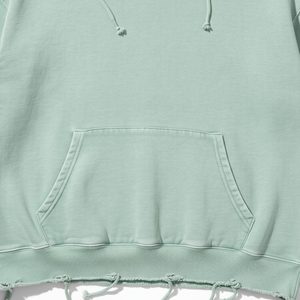 Oversized Men's Hooded Sweatshirt Solid Fleece Cotton Washed Distressed Hem Pocket Design Winter Style - Product Image 2