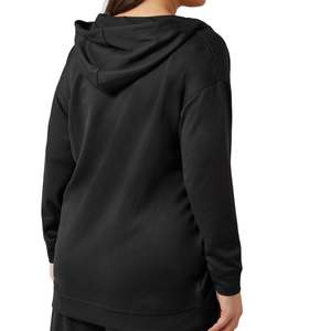Sweat-shirt à capuche zippé surdimensionné noir pour femme grande taille, veste décontractée à manches longues, vente en gros, vêtements de mode OEM - Product Image 5