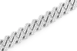 Luxury 925 Silver Diamond Chain Bracelet Round Brilliant Cut Pave Setting Geometric Style Unisex Everyday Wear - Product Image 1