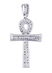 Pendentif Croix Ankh Plaqué Rhodium avec Micro-Pavé de Strass en Cristal, Bijou Religieux Unisexe Tendance, Idéal Cadeau - Product Image 3