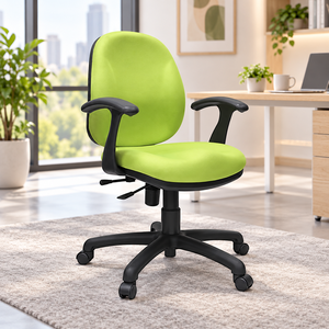 Chaise de bureau ergonomique, siège en tissu, accoudoirs fixes, base pivotante, dossier solide, design contemporain, pieds en métal, hauteur réglable - Product Image 1