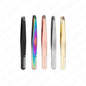 High Quality Stainless Steel Slant Tip Eyebrow Tweezers with Comb Polished Finish <b>Makeup</b> Artist Beauty <b>Tool</b> OEM - Product Image 6