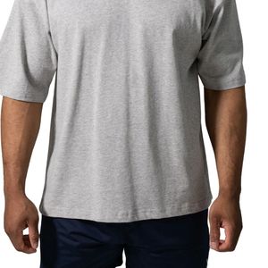Camiseta Gráfica Oversize para Hombre en Gris Jaspeado, Cuello Redondo, Algodón Suave, Corte Relajado, Estilo Casual Deportivo Urbano - Product Image 2