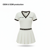 Ensemble de robe de pickleball personnalisée pour femme, col en V uni, jupe plissée premium, extensible dans les quatre sens, douce, performance estivale, contrastée