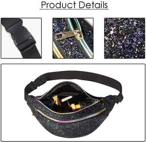 Sac banane unisexe Bagnex tendance, motif brillant, étanche, en polyester, avec fermeture éclair, forme coussin, idéal pour les voyages - Product Image 3
