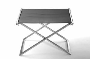 Tabouret pliant rectangulaire portable en cuir avec structure en métal en X et assise en tissu, léger, pour le camping, siège pliable polyvalent - Product Image 4