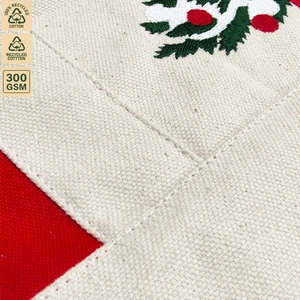Custom Embroidered Christmas Cotton <b>Canvas</b> Tote Bag 45x35x13 cm Festive Gift Wholesale OEM Private Label Manufacturer Exporter - Product Image 5
