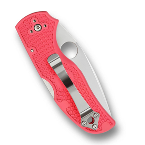 Couteaux pliants élégants en acier inoxydable avec poignée texturée rose, lame à bord plat tranchant, trou pour le pouce et clip de poche - Product Image 4