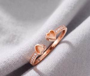 925 Sterling Silver Double 3mm Heart Blank Bezel <b>Ring</b> for Breastmilk Ashes Resin Crushed <b>Opal</b> Keepsake DIY Jewelry Making - Product Image 3