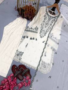 Launching New Designer Party Wear Look Pur Satin Rayon <b>Top</b> & Pajama Farchi With Dupatta set - Product Image 6