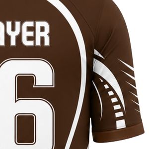 Ensemble de maillots de football marron et blanc, uniforme de football personnalisé, kit sportif léger pour équipe, tissu respirant, vêtements d'entraînement et de match - Product Image 6