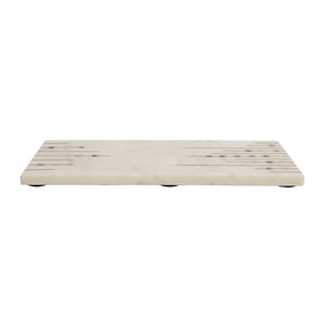Plateau décoratif en marbre blanc de qualité supérieure avec incrustations en laiton, plateau de service de luxe pour la cuisine, plateau de présentation portable multifonctionnel pour - Product Image 4