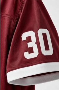 Women <b>Maroon</b> American Football Jersey Number 30 Short Sleeve Crew Neck Breathable Polyester Sport Apparel Regular Fit - Product Image 6