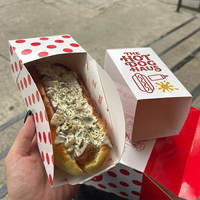 Cajas Premium Personalizadas para Llevar Hot Dogs Rojas y Blancas con Asa y Fundas Individuales para Empaque Gourmet