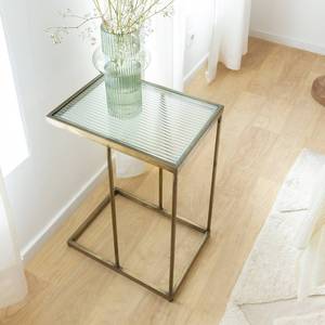 Vandana Lyra Cresta <b>side</b> <b>table</b> in gold-tone metal and <b>glass</b> - Product Image 3