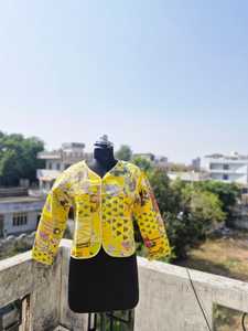 Traditional Patchwork Cotton <b>Quilted</b> Reversible Bomber <b>Jacket</b> with Hooded Collar Animal Print Eco-Friendly Features for Women - Product Image 3