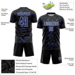 Derniers modèles de maillots de football personnalisés pour équipes, ensembles de vêtements de football pour jeunes, maillot de football personnalisé France, col rond, confort - Product Image 2