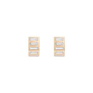 Pendientes de tuerca personalizados con corte baguette, diamantes cultivados en laboratorio, engaste flush, venta al por mayor, únicos, de oro macizo de 10K, 14K, 18K, tipo media aro en forma de J para la oreja - Product Image 1
