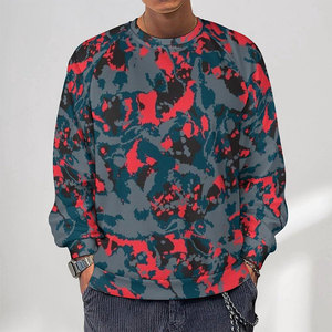 Sudadera de cuello redondo con estampado de camuflaje para hombre, manga raglán, corte regular, informal, de punto, transpirable, 100% forro polar - Product Image 5