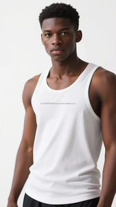 Débardeur de sport en maille côtelée 100% coton pour homme avec logo brodé OEM pour les séances d'entraînement en salle de sport - Product Image 5