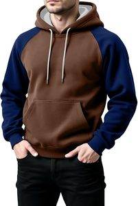 Sweat-shirt à capuche pour homme, manches raglan, tissu FRENCH TERRY, couleur unie, poche, style décontracté, tricoté, coupe classique, style automne - Product Image 2