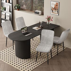 Set Moderno di 4 Sedie da Pranzo per Cucina e Sala da Pranzo con Seduta Imbottita e Gambe in Metallo per Casa - Product Image 1