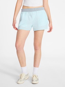 Shorts Oxford rayés bleu clair pour femme, taille haute, fermeture boutonnée, décontracté, respirant, coupe régulière - Product Image 2