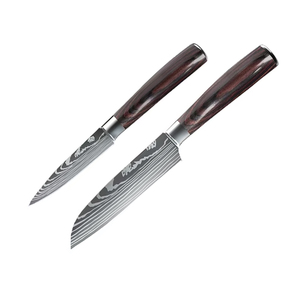 Ensemble de couteaux de cuisine en acier Damas de qualité supérieure avec étui en cuir, outils durables pour couper, trancher et hacher les ingrédients - Product Image 4