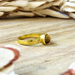 Anillos de Latón de Diseño Único, Anillo Minimalista de Ojo de Tigre, Joyería Boho de Latón para Mujer, Chapado en Oro de 18k, Texturizado, Solitario, Venta al por Mayor/OEM - Product Image 2