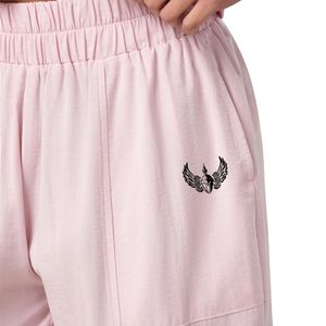 Womens Blush Pink Straight Lounge Trousers Canvas <b>Elastic</b> Waist Relaxed Fit Casual Summer Comfort Pants - Product Image 5