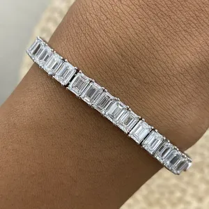 Pulsera de Diamantes Cultivados en Laboratorio con Corte Esmeralda de 19.5CT F/VS2, Oro Blanco de 14K, Certificado IGI, Chapado en Oro, Joyería de Lujo para Regalo de Boda - Product Image 4